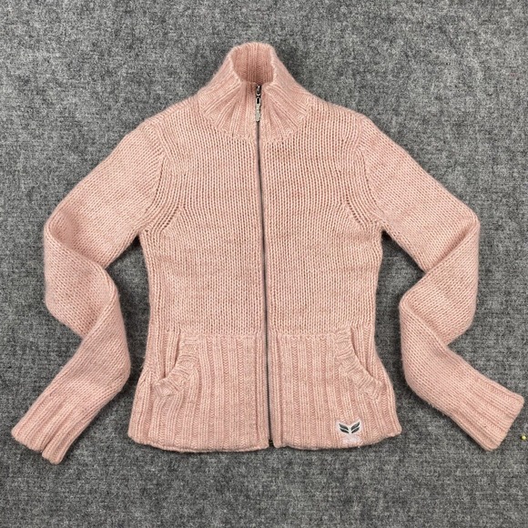 Nollie Sweaters - Nollie Sweater Women Medium Pink Full Zip Angora Lambswool